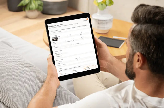 Importkosten-Berechnung für den Autoimport in die Schweiz auf dem Tablet