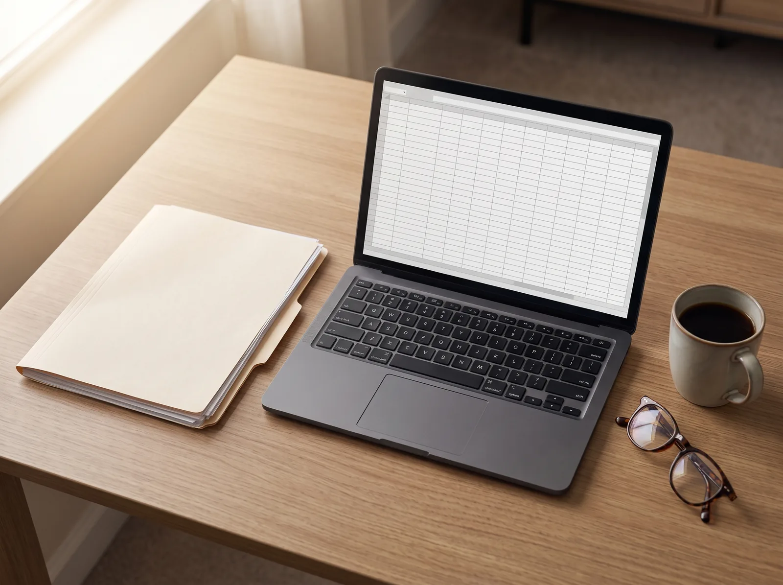 Schreibtisch mit Fahrzeugunterlagen, Laptop und Notizen – Überblick über die Importdienstleistungen